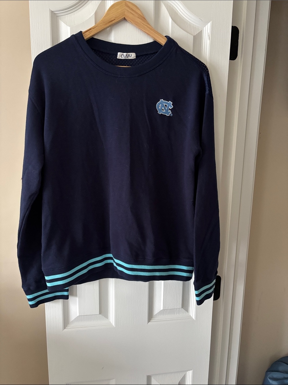 North Carolina Navy Crewneck Sweatshirt with Light Blue Trim